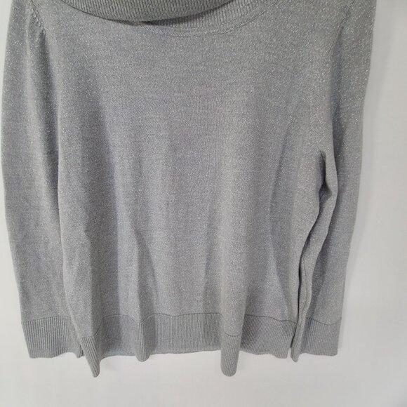 Talbots Women's Merino Wool Shimmer Grey Cowl Neck Long Sleeve Sweater size 0X/ - Picture 3 of 7